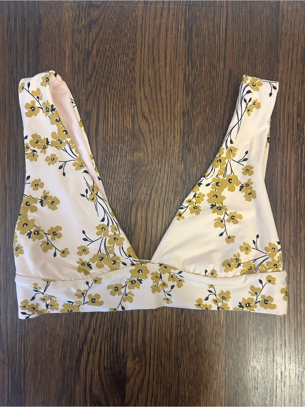 Billabong Pale Pink Bralette with Mustard Floral Print